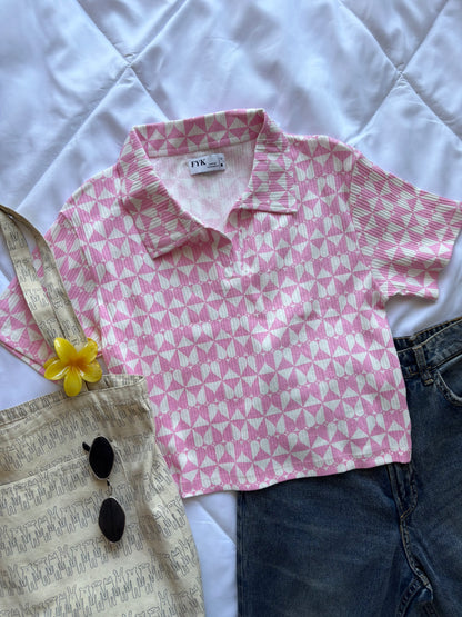 Pink Oversized Crop T-shirt