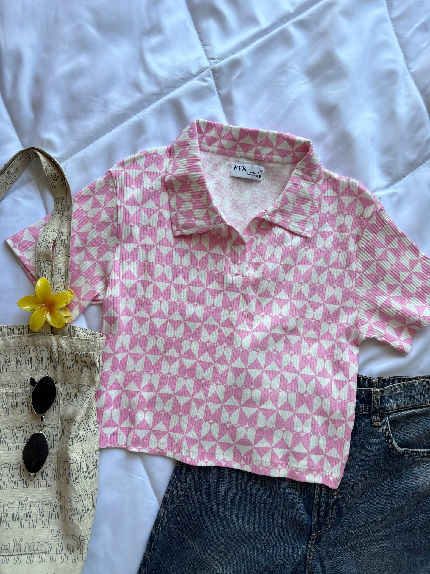 Pink Oversized Crop T-shirt