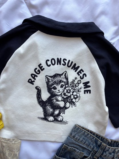 Dark Blue Kitty Crop T-shirt