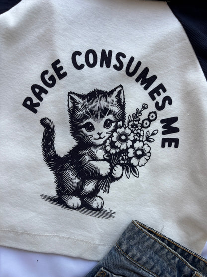 Dark Blue Kitty Crop T-shirt