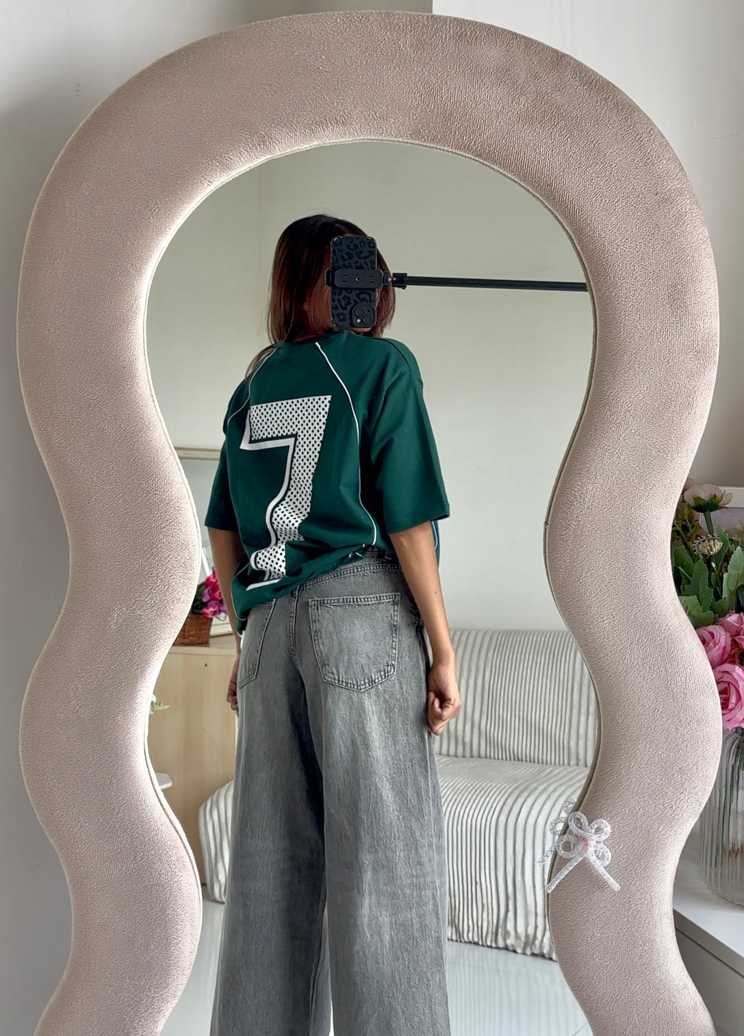 Green 7 Back Print Oversized T-shirt