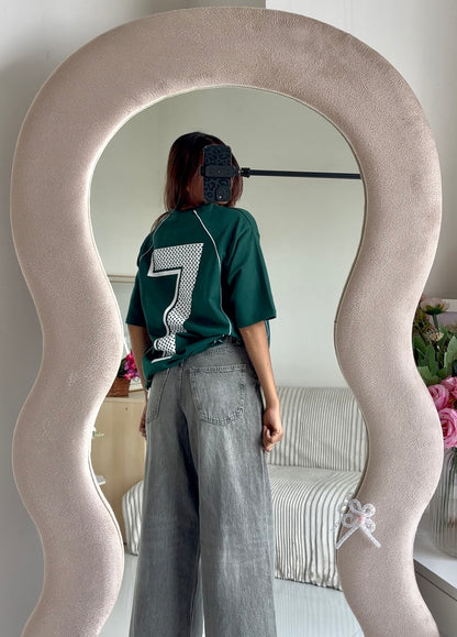Green 7 Back Print Oversized T-shirt