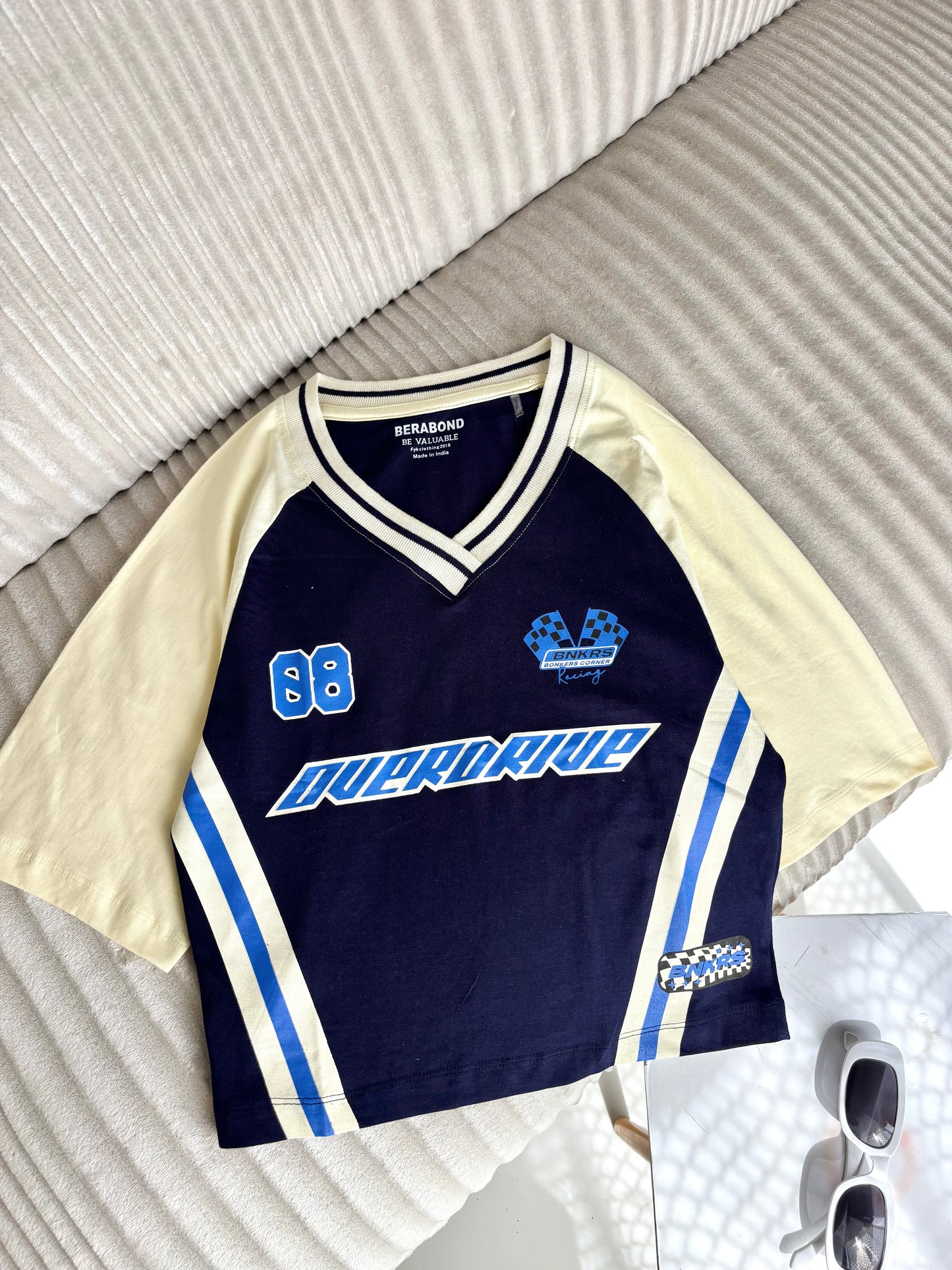 Crop Oversized Sports Varsity T-Shirt