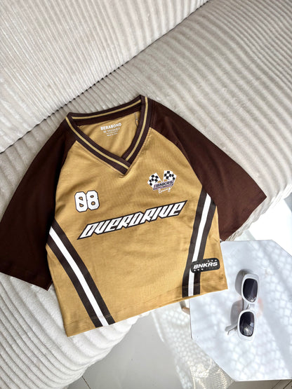 Crop Oversized Sports Varsity T-Shirt
