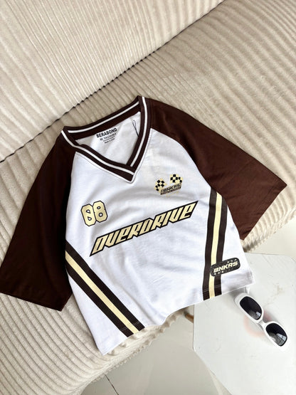 Crop Oversized Sports Varsity T-Shirt