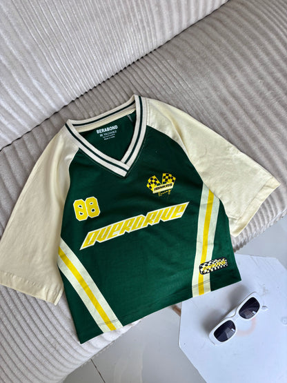 Crop Oversized Sports Varsity T-Shirt