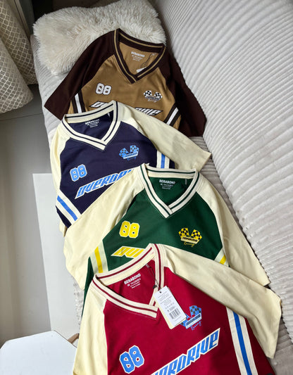Crop Oversized Sports Varsity T-Shirt
