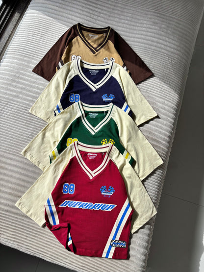 Crop Oversized Sports Varsity T-Shirt