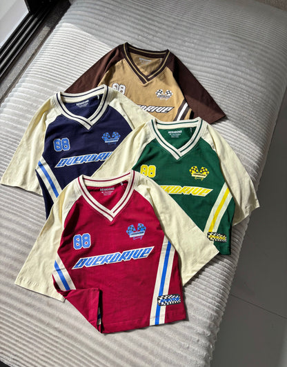 Crop Oversized Sports Varsity T-Shirt