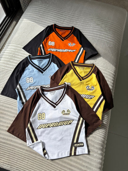 Crop Oversized Sports Varsity T-Shirt