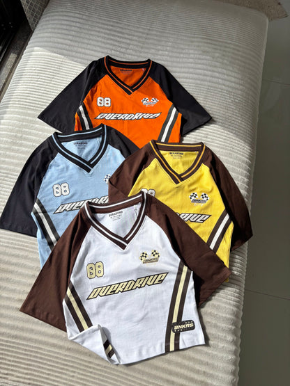 Crop Oversized Sports Varsity T-Shirt