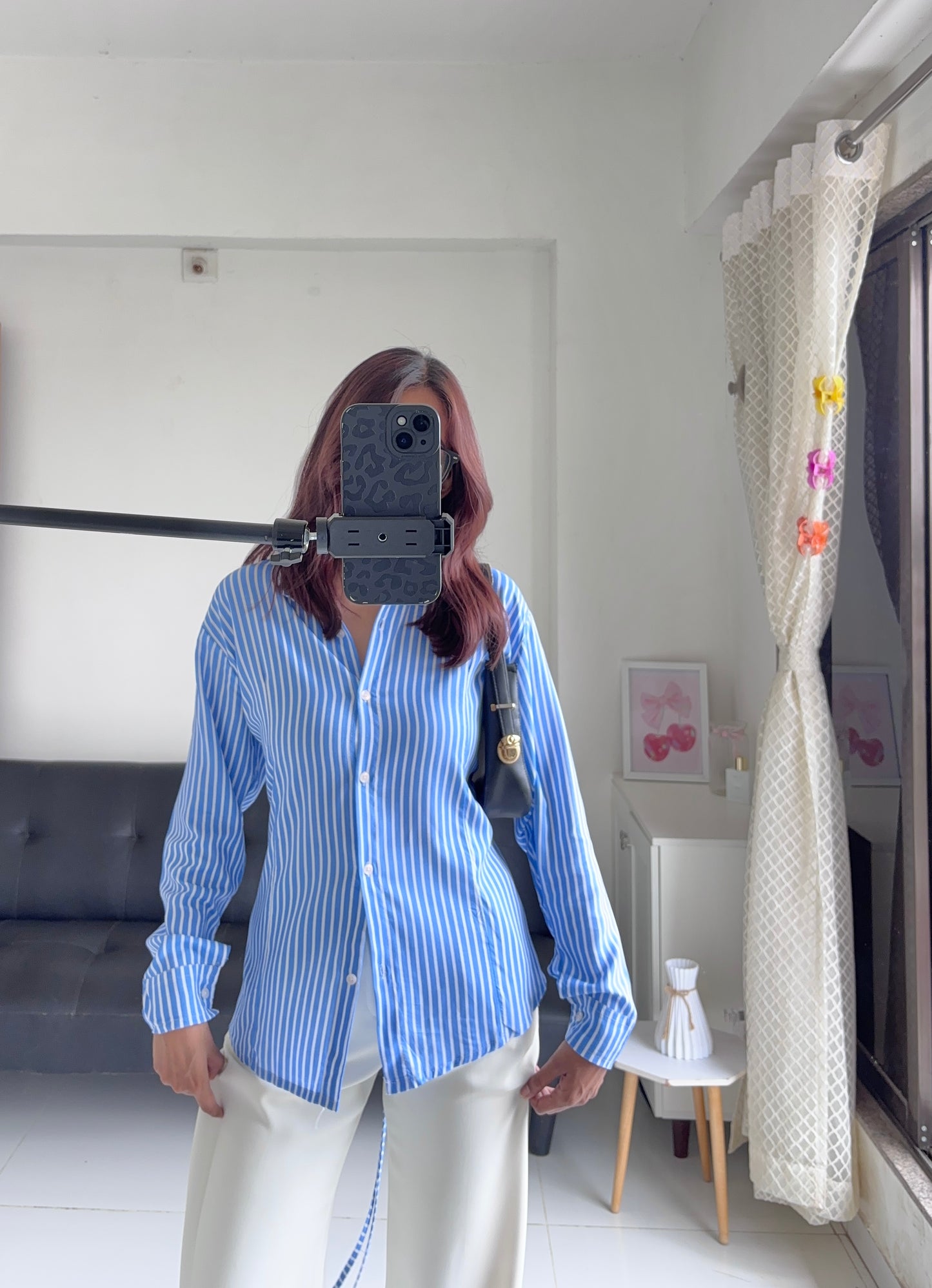 Blue Fitted Shirt (Corset back)