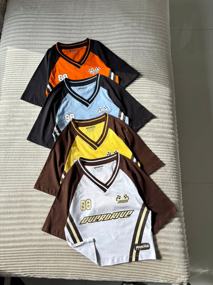 Crop Oversized Sports Varsity T-Shirt