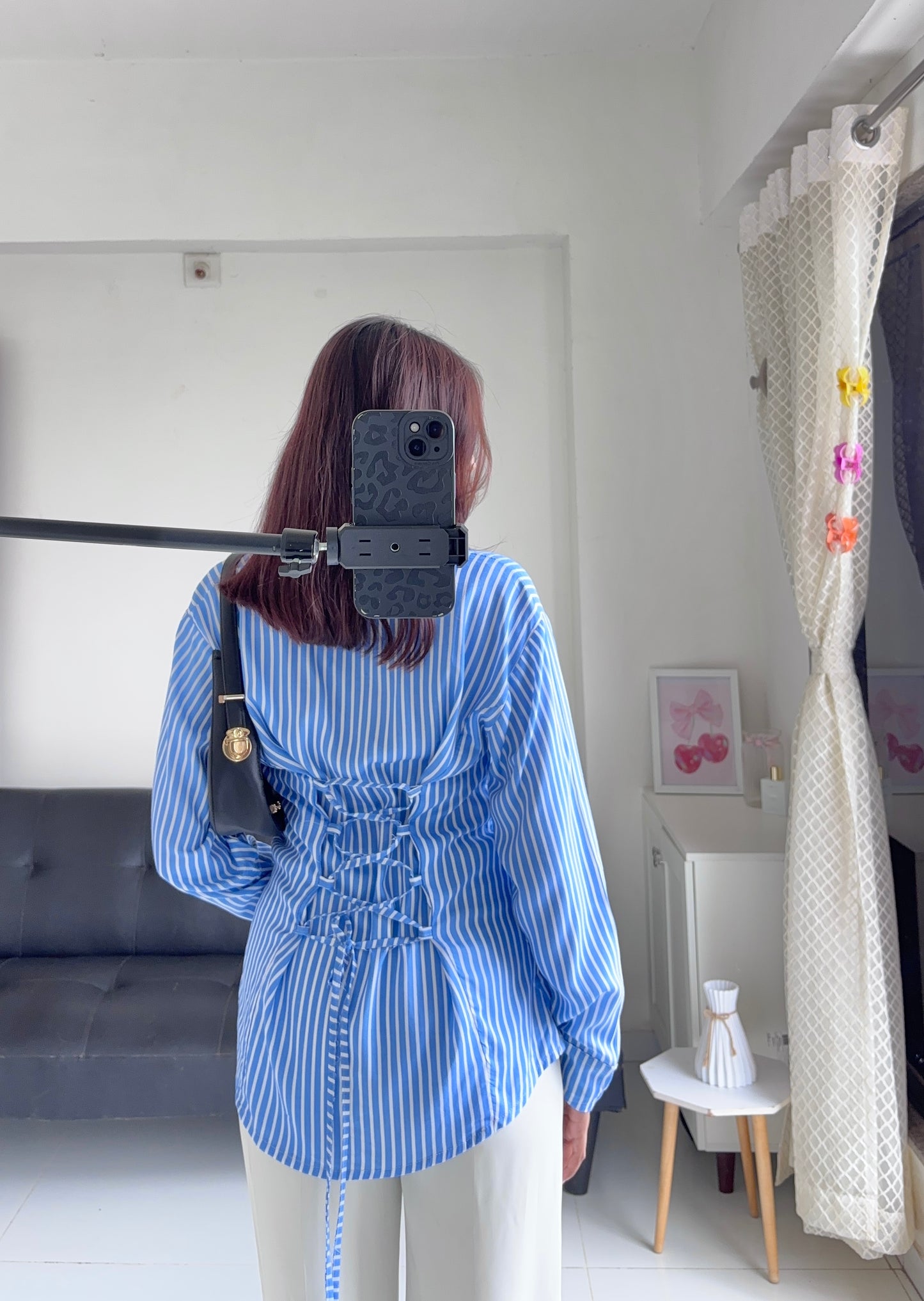 Blue Fitted Shirt (Corset back)