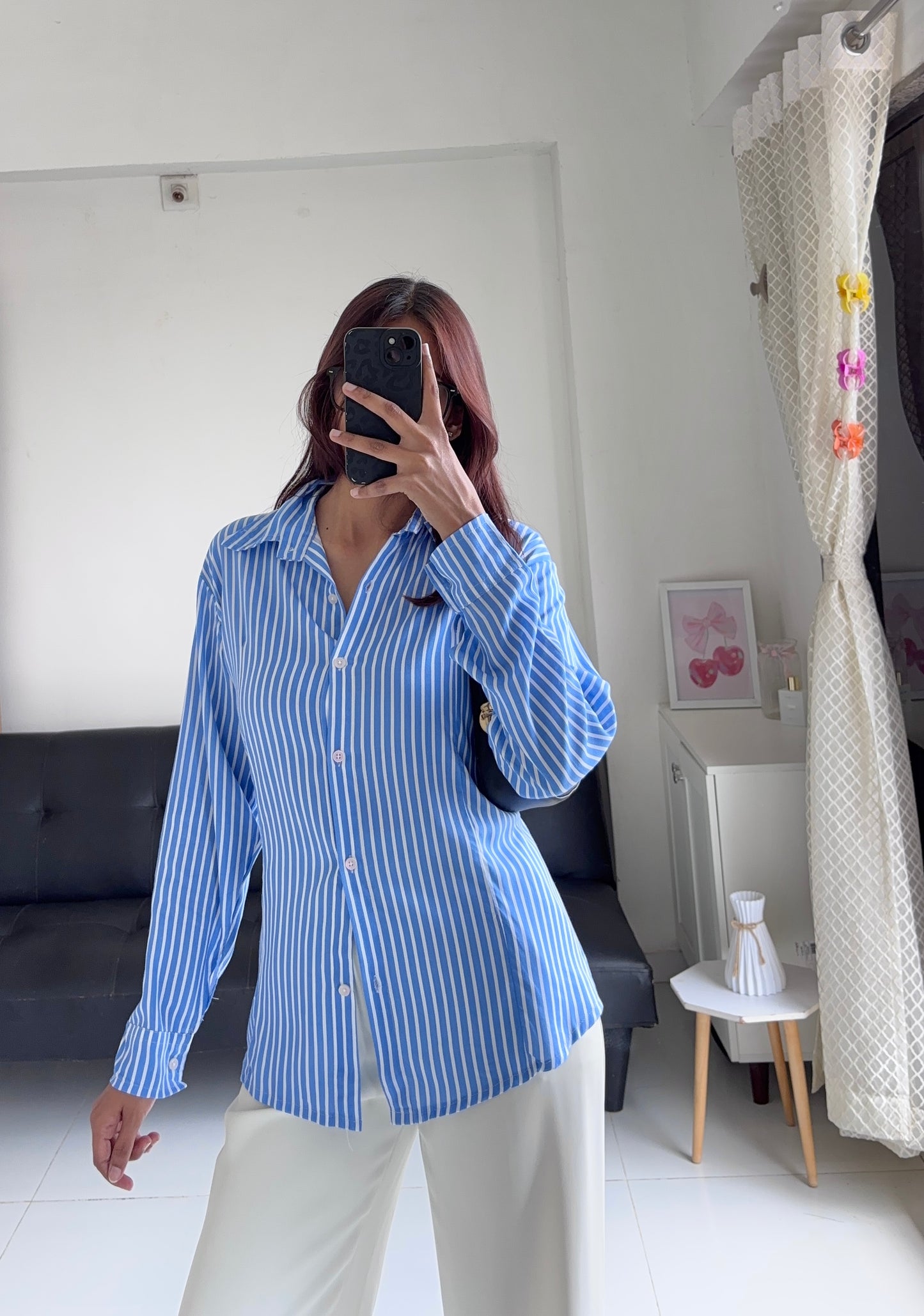 Blue Fitted Shirt (Corset back)