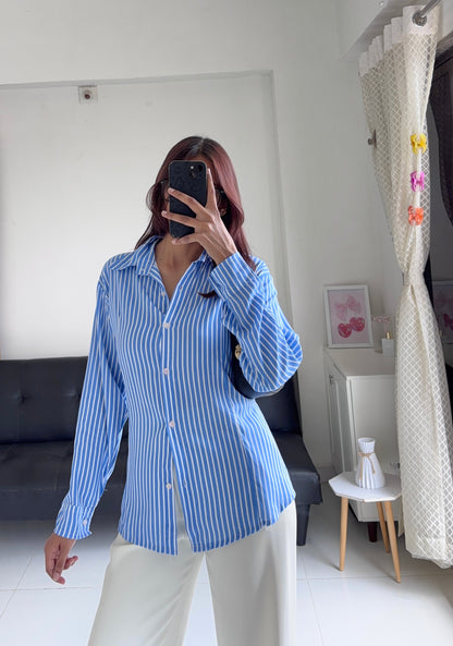 Blue Fitted Shirt (Corset back)