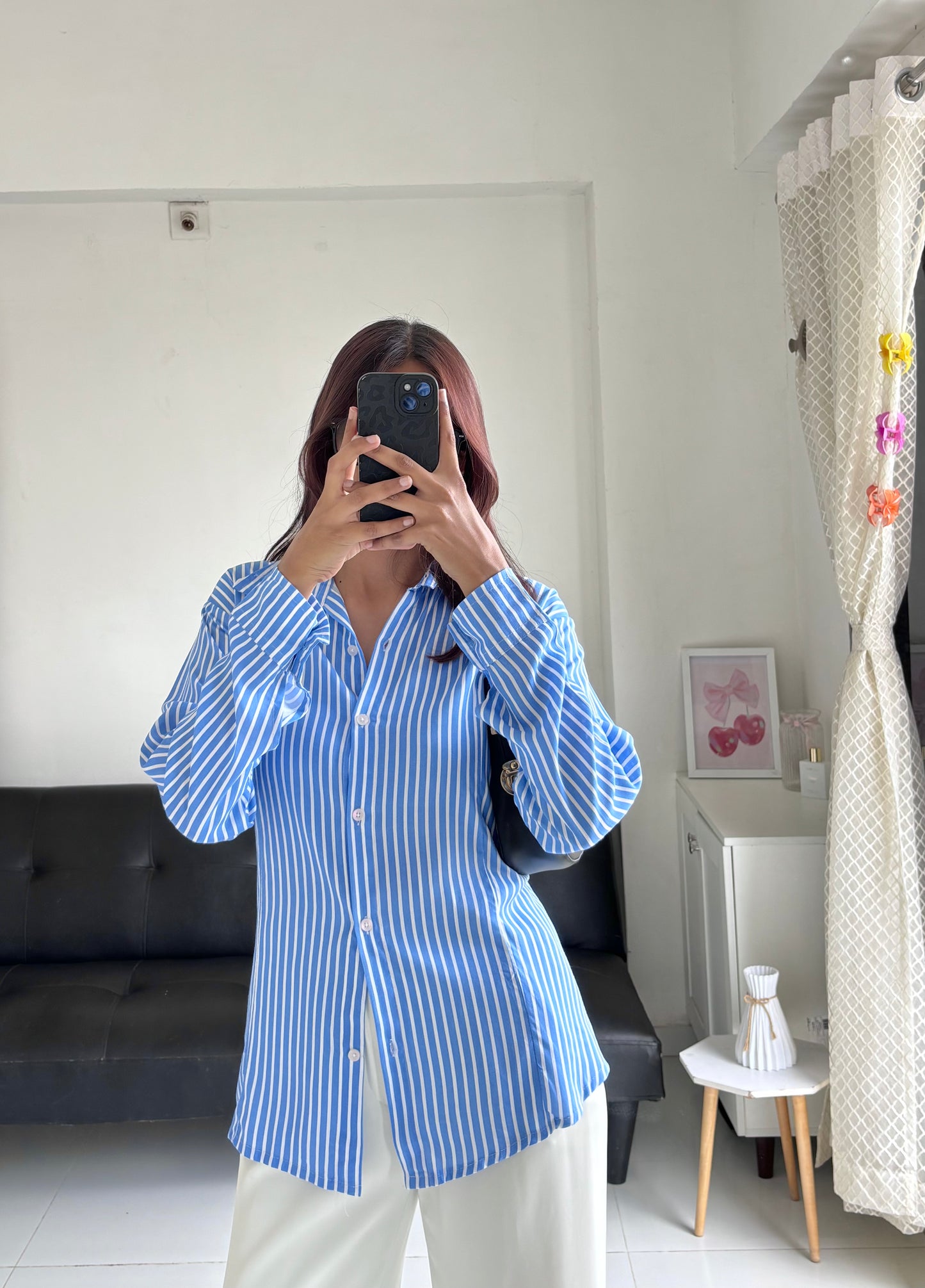 Blue Fitted Shirt (Corset back)