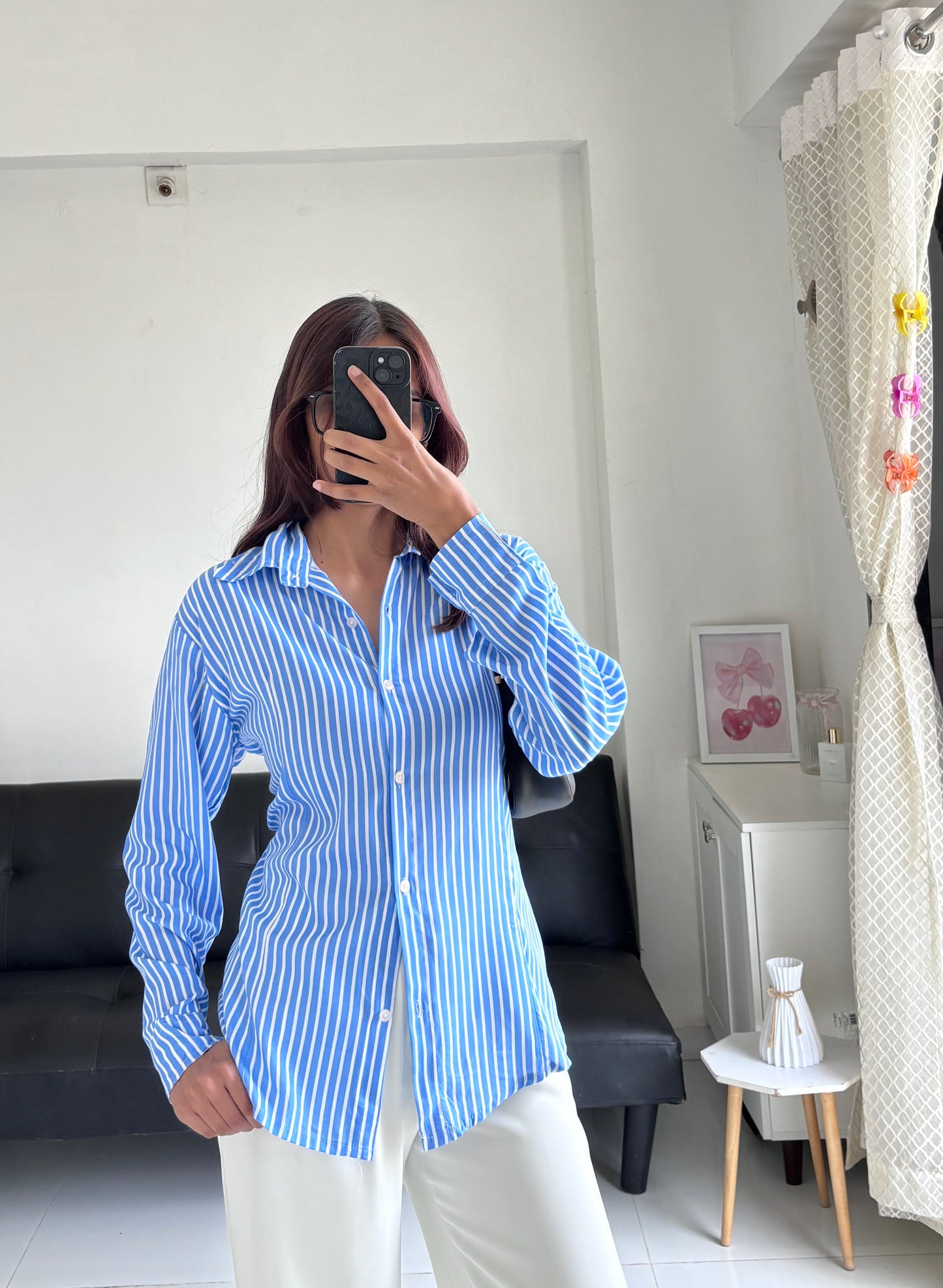 Blue Fitted Shirt (Corset back)