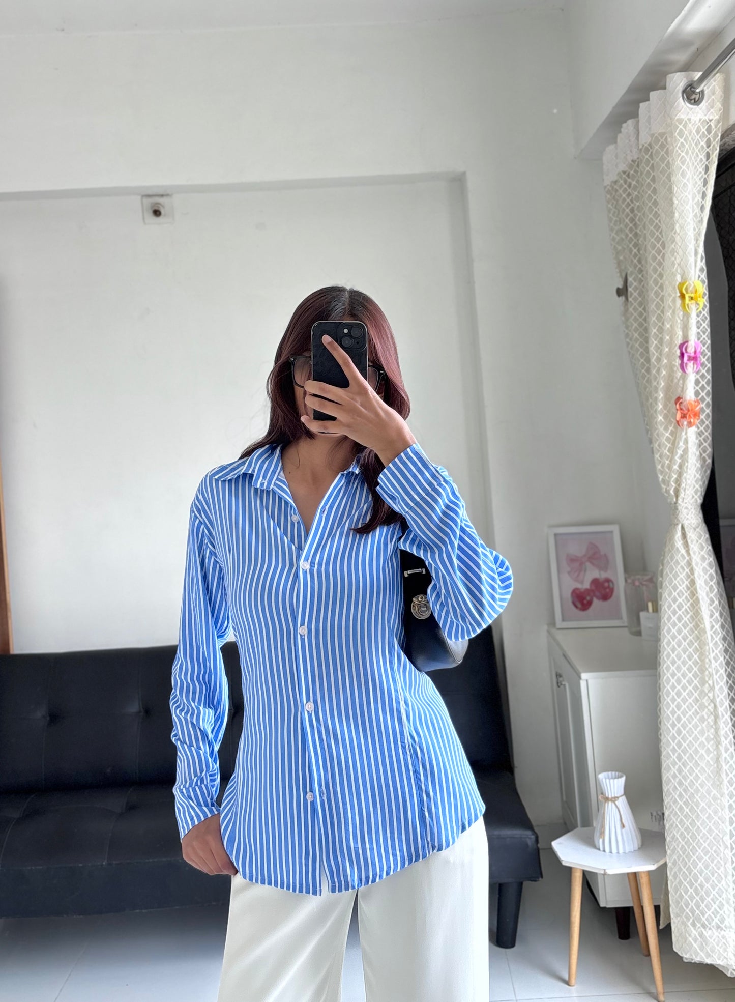 Blue Fitted Shirt (Corset back)