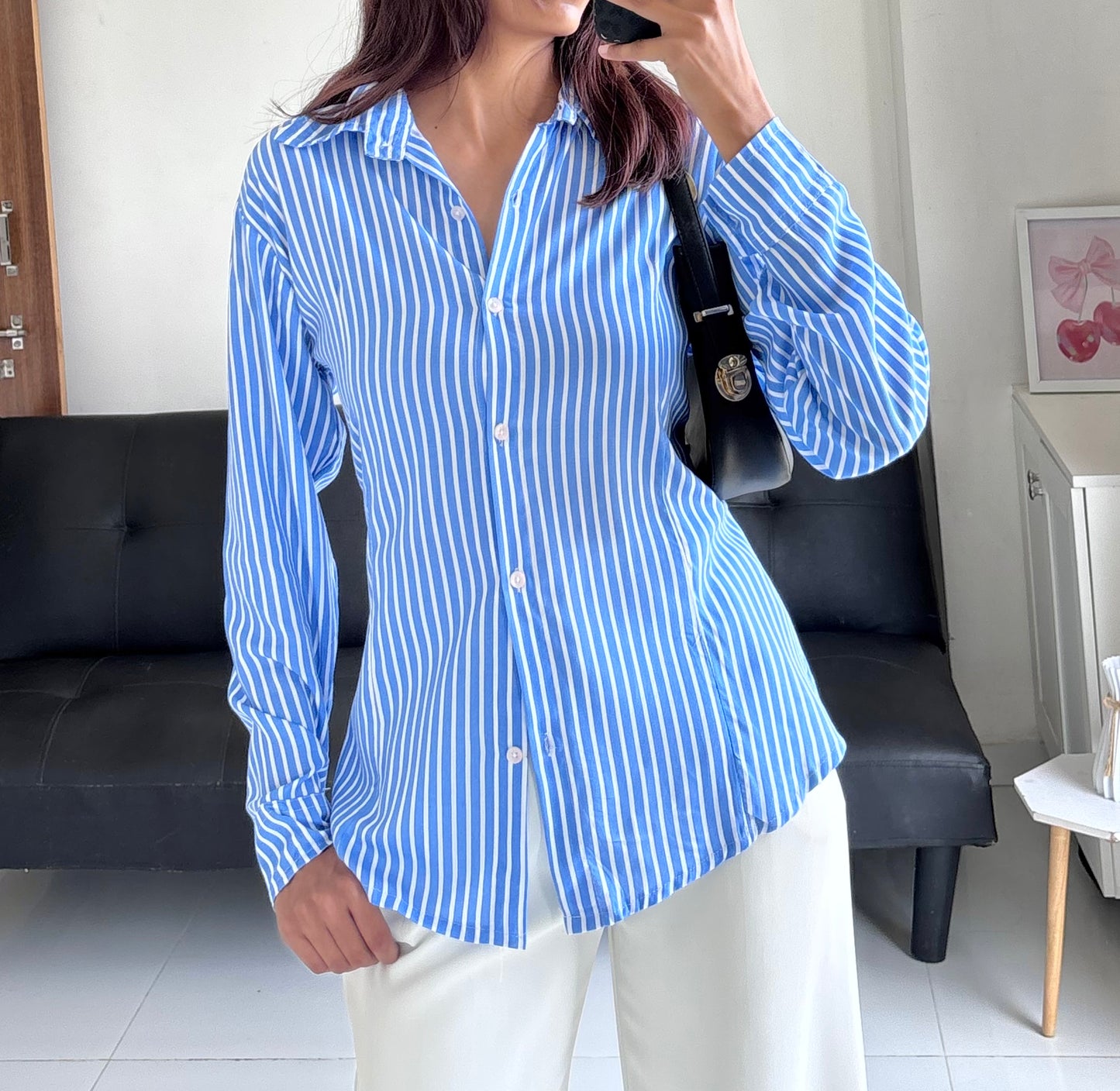 Blue Fitted Shirt (Corset back)