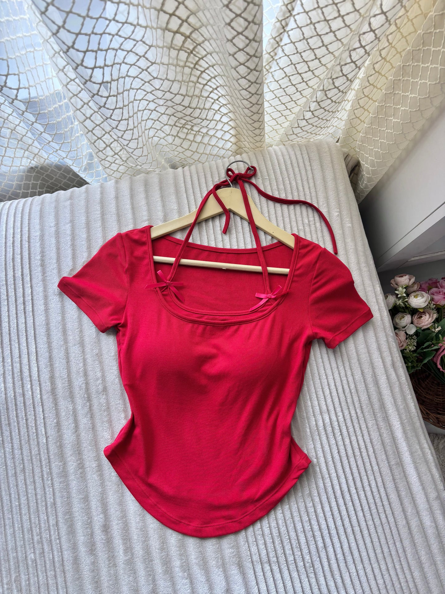 Coquette Bow Built-in Bra Tops
