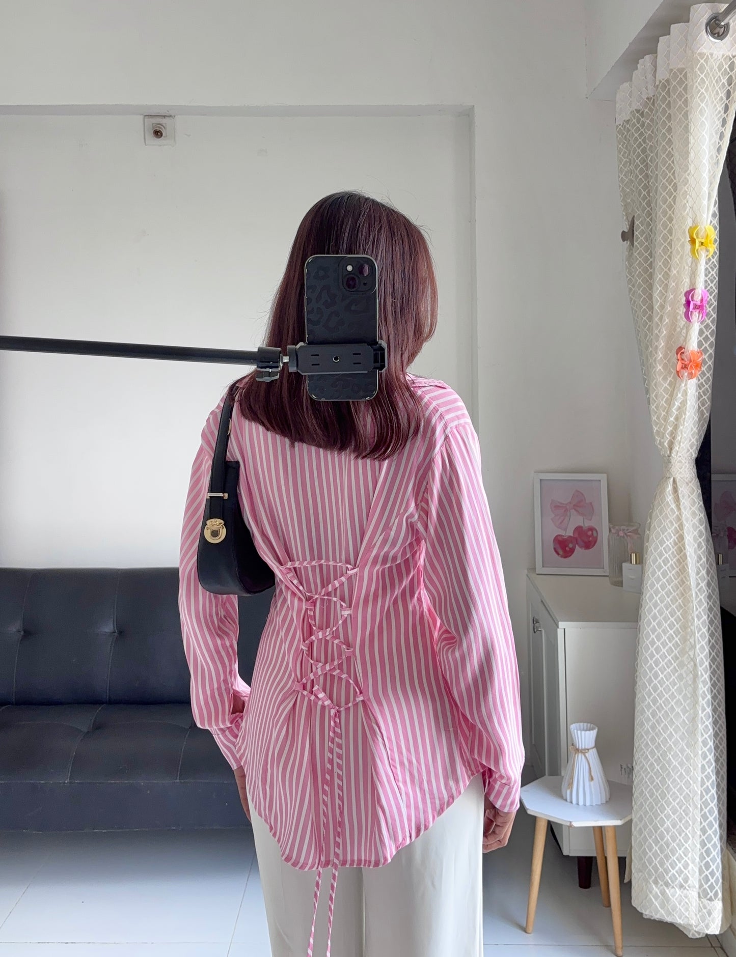 Pink Fitted Shirt (Corset back)
