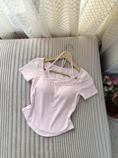 Coquette Bow Built-in Bra Tops