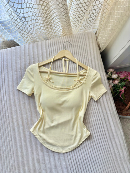 Coquette Bow Built-in Bra Tops