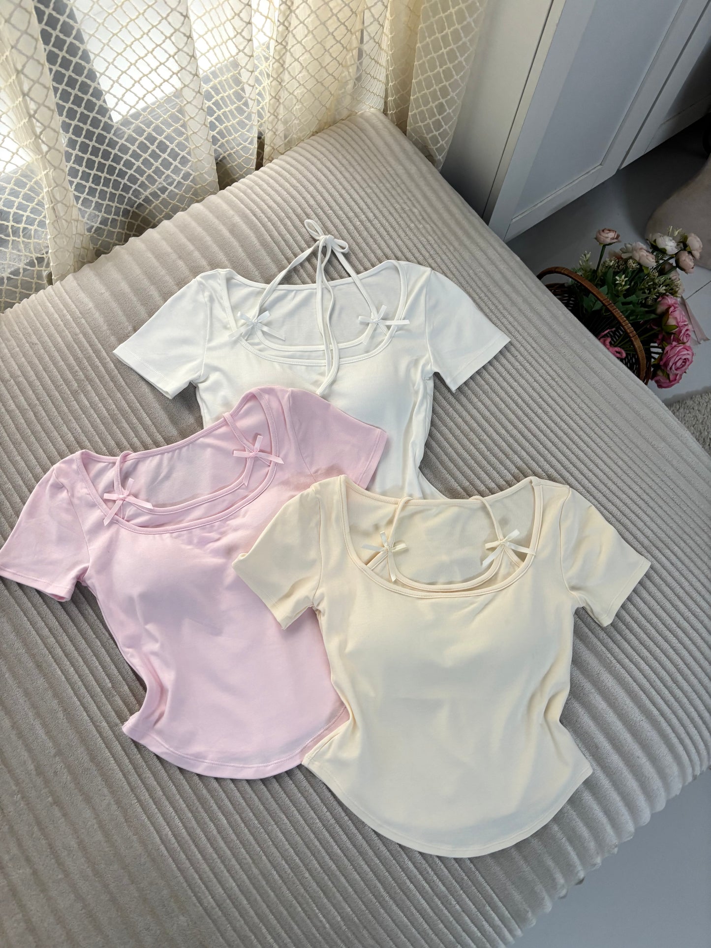 Coquette Bow Built-in Bra Tops