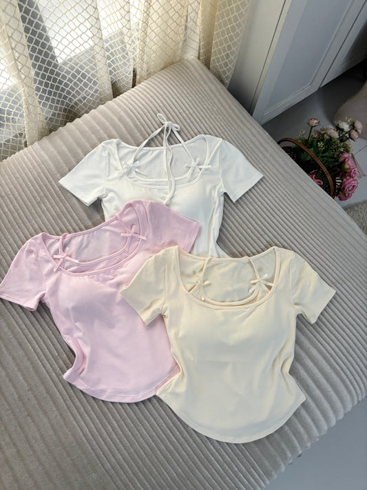 Coquette Bow Built-in Bra Tops