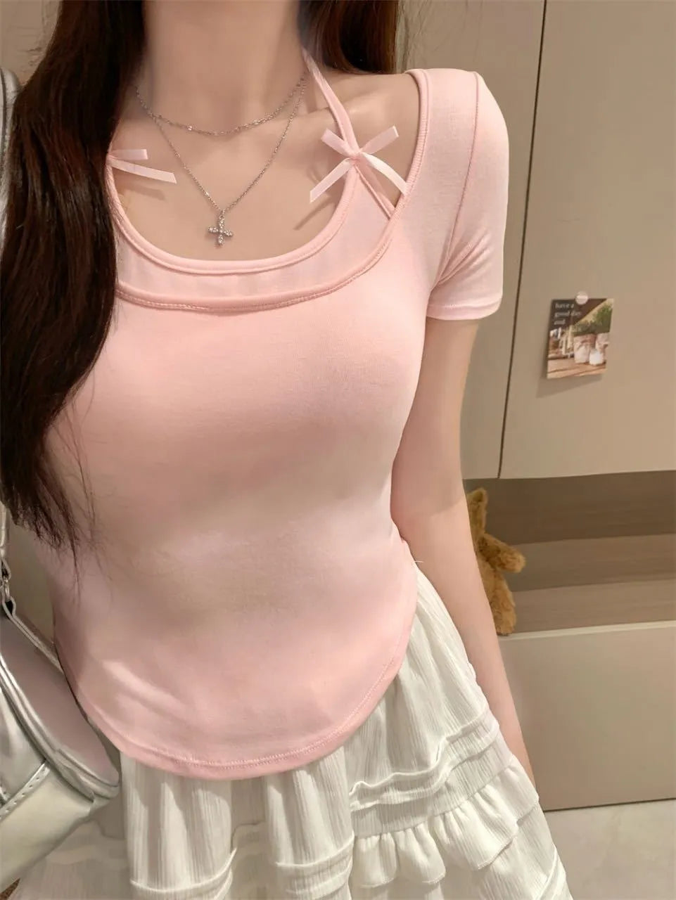 Coquette Bow Built-in Bra Tops