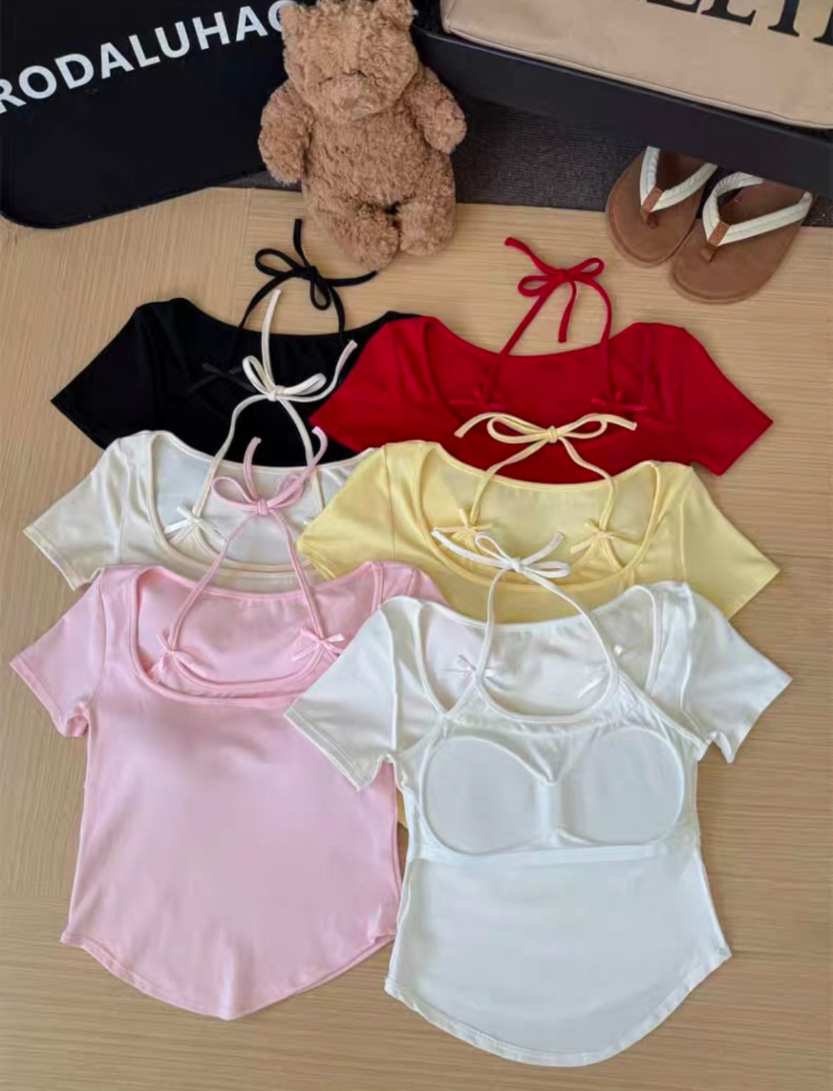 Coquette Bow Built-in Bra Tops