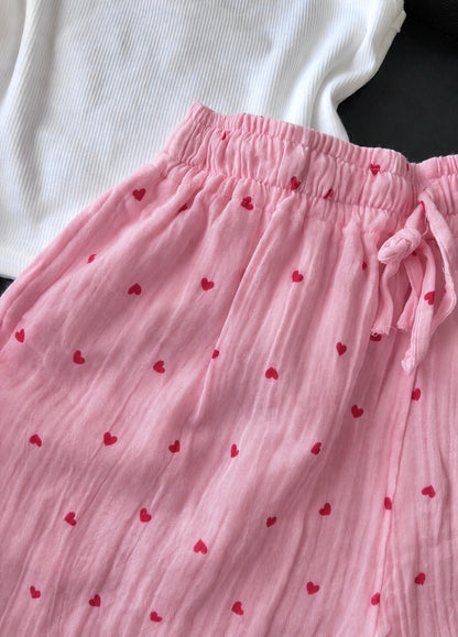 Pink Heart Mul Cotton Shorts