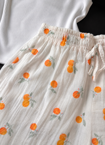 Sweet Orange Mul Cotton Shorts