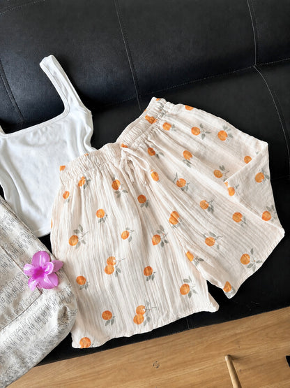 Sweet Orange Mul Cotton Shorts
