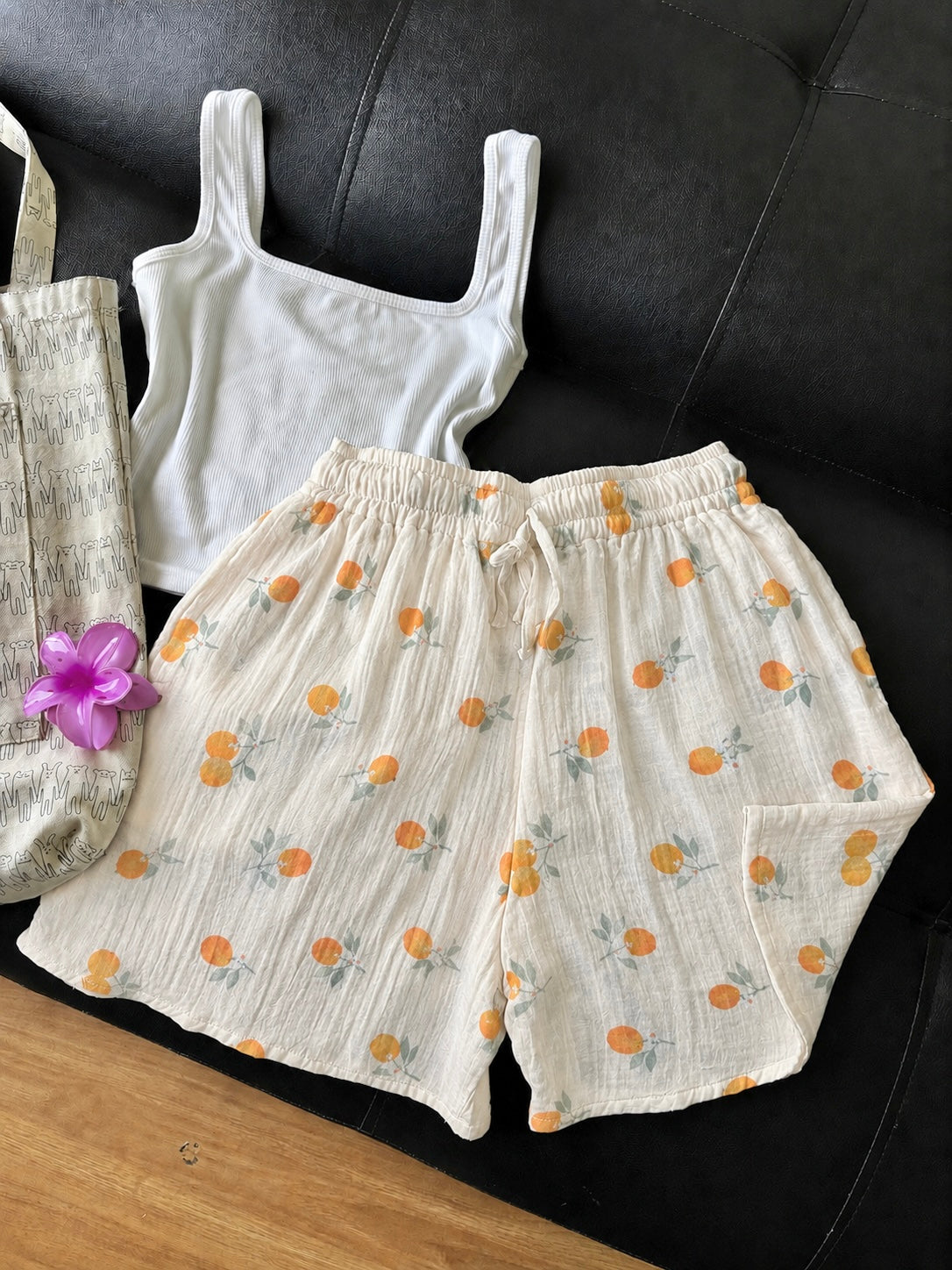 Sweet Orange Mul Cotton Shorts