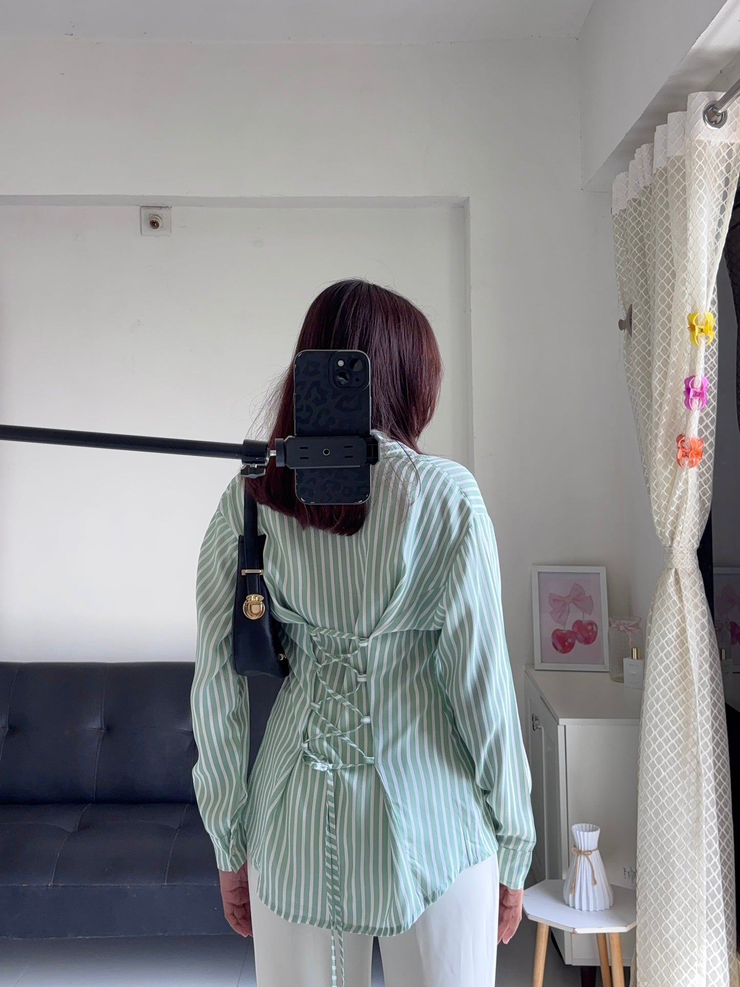 Green Fitted Shirt (Corset back)