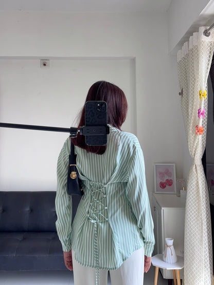 Green Fitted Shirt (Corset back)