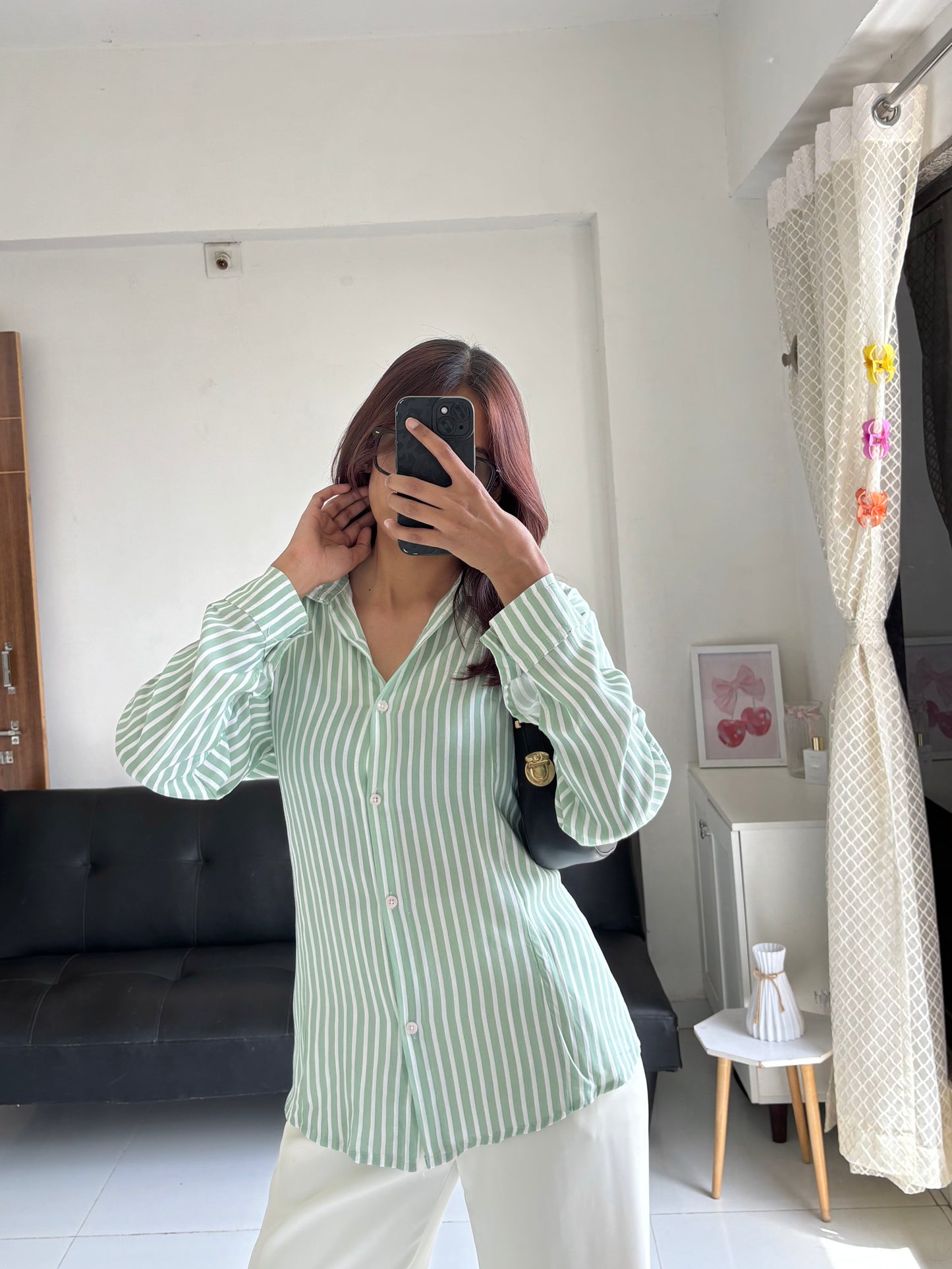 Green Fitted Shirt (Corset back)
