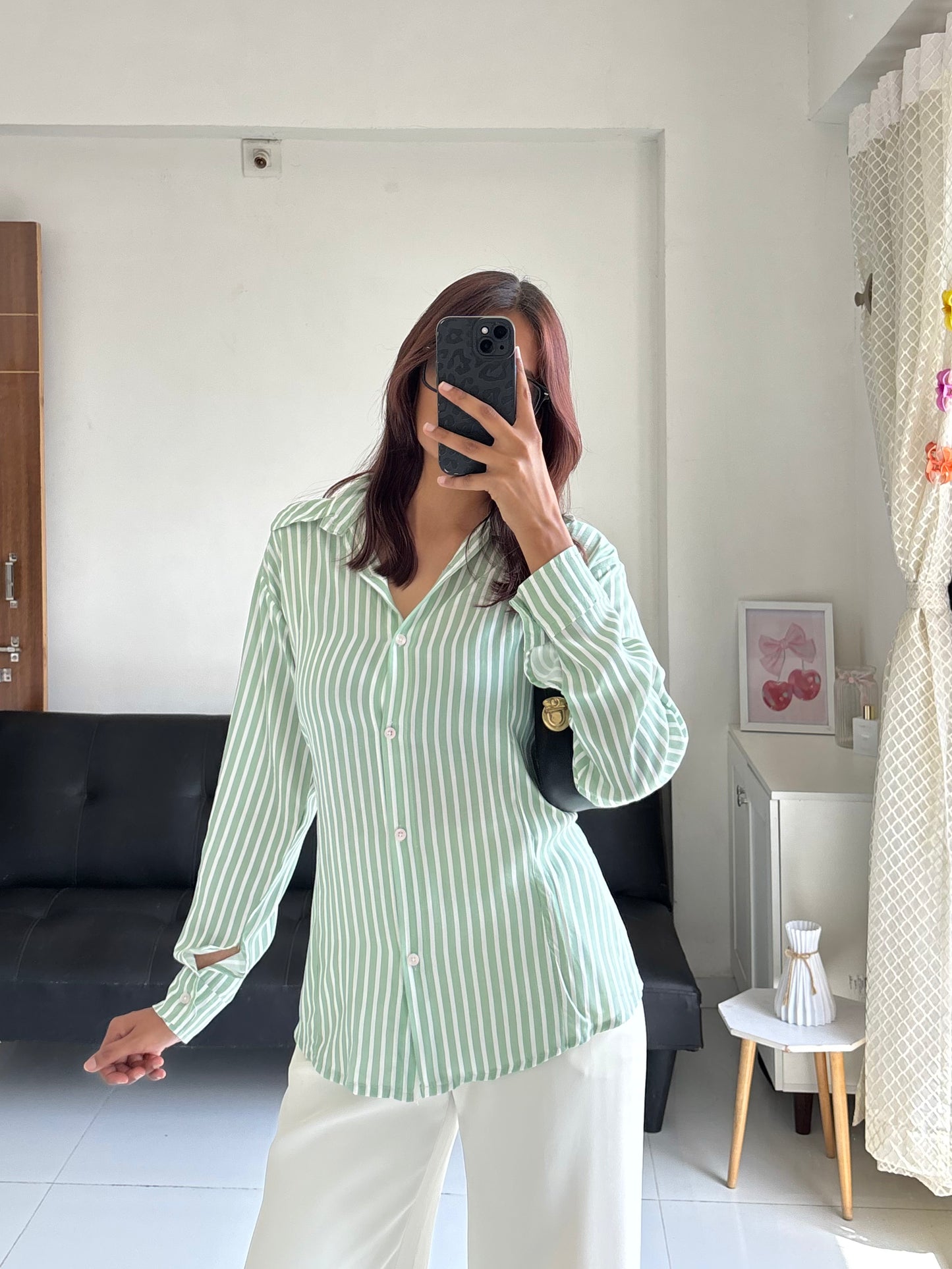Green Fitted Shirt (Corset back)