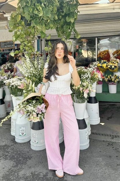 Baby Pink Linen Pant