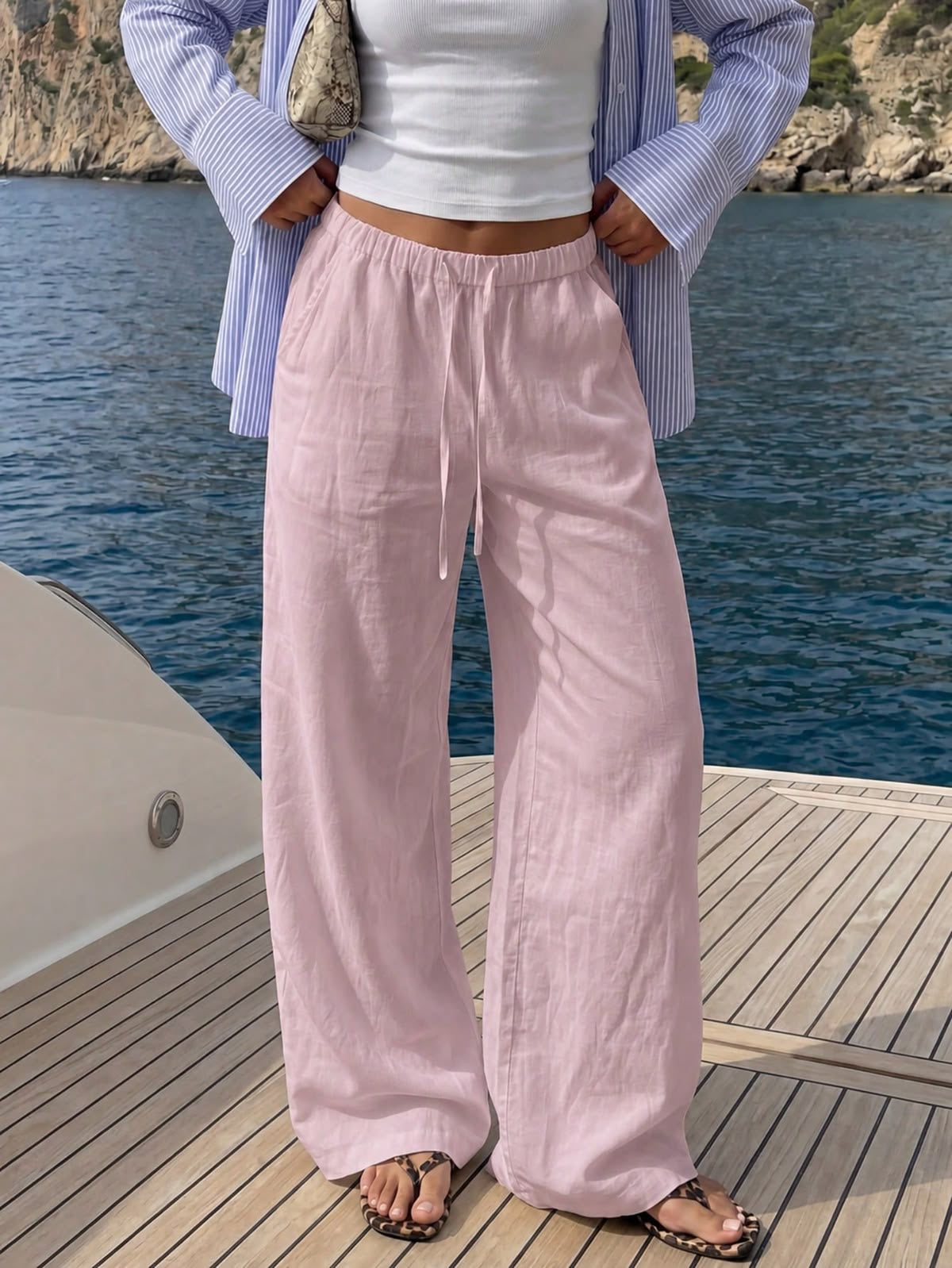 Baby Pink Linen Pant