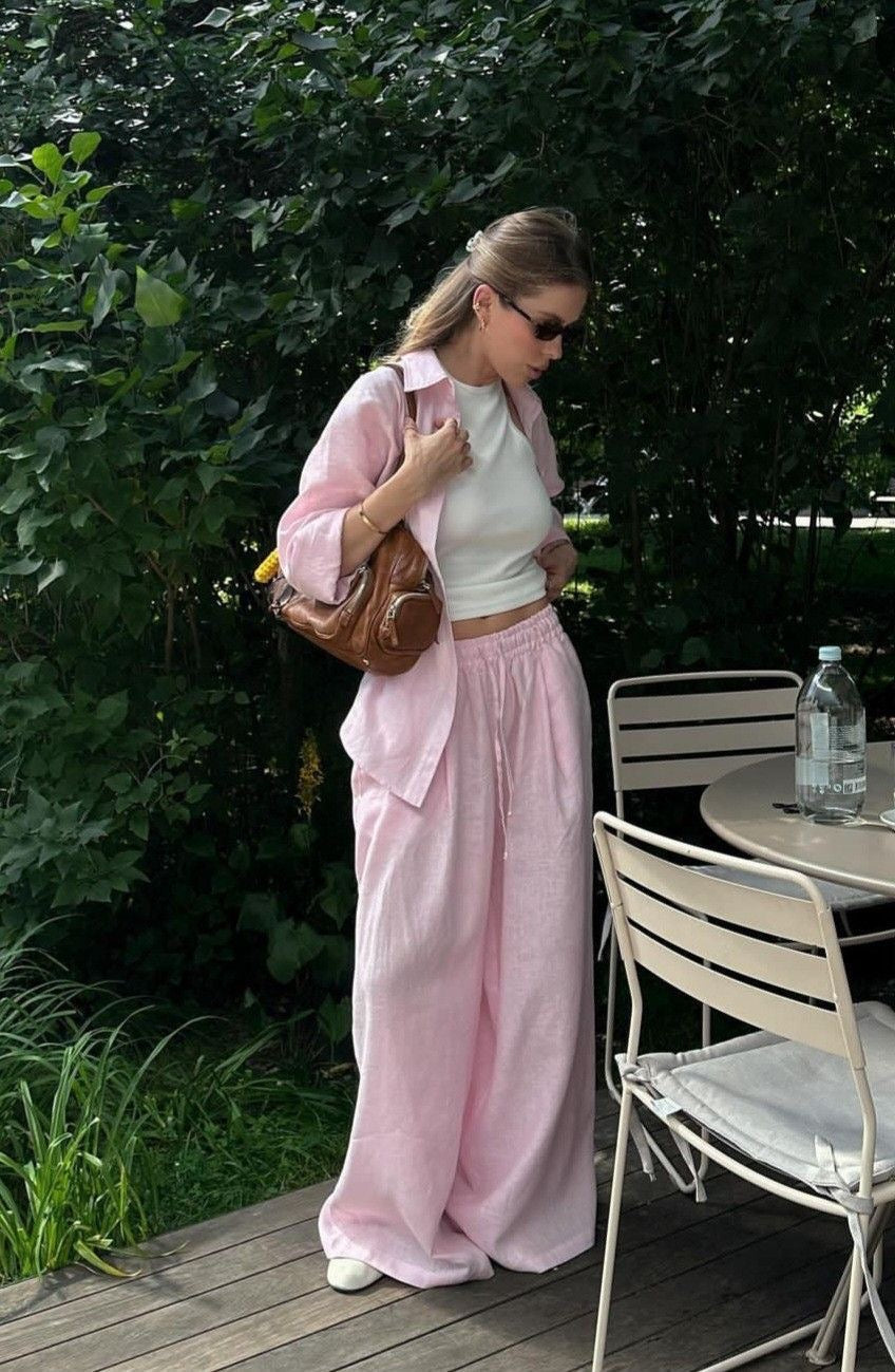 Baby Pink Linen Pant
