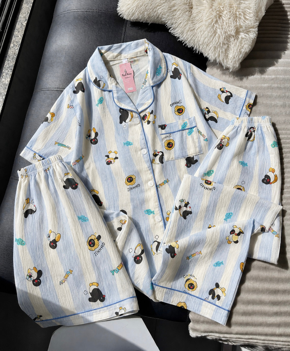 Hello Penguin Blue 3 Piece Night Suit