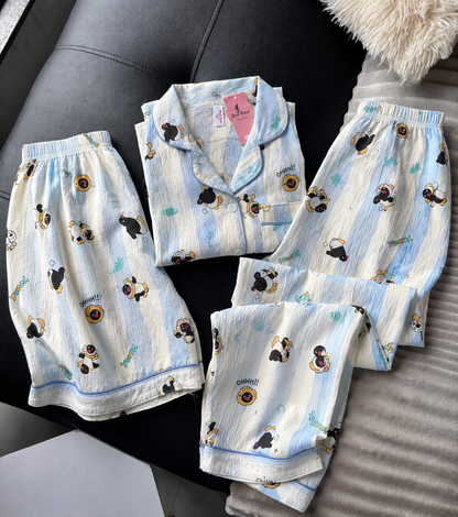 Hello Penguin Blue 3 Piece Night Suit