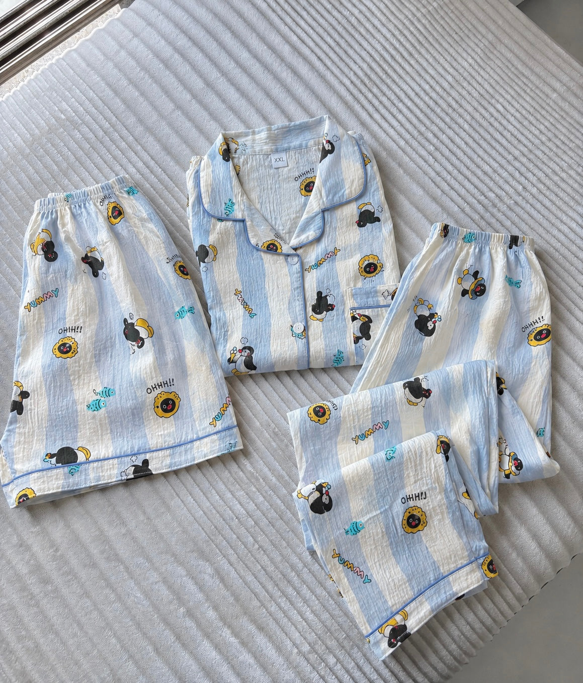Hello Penguin Blue 3 Piece Night Suit