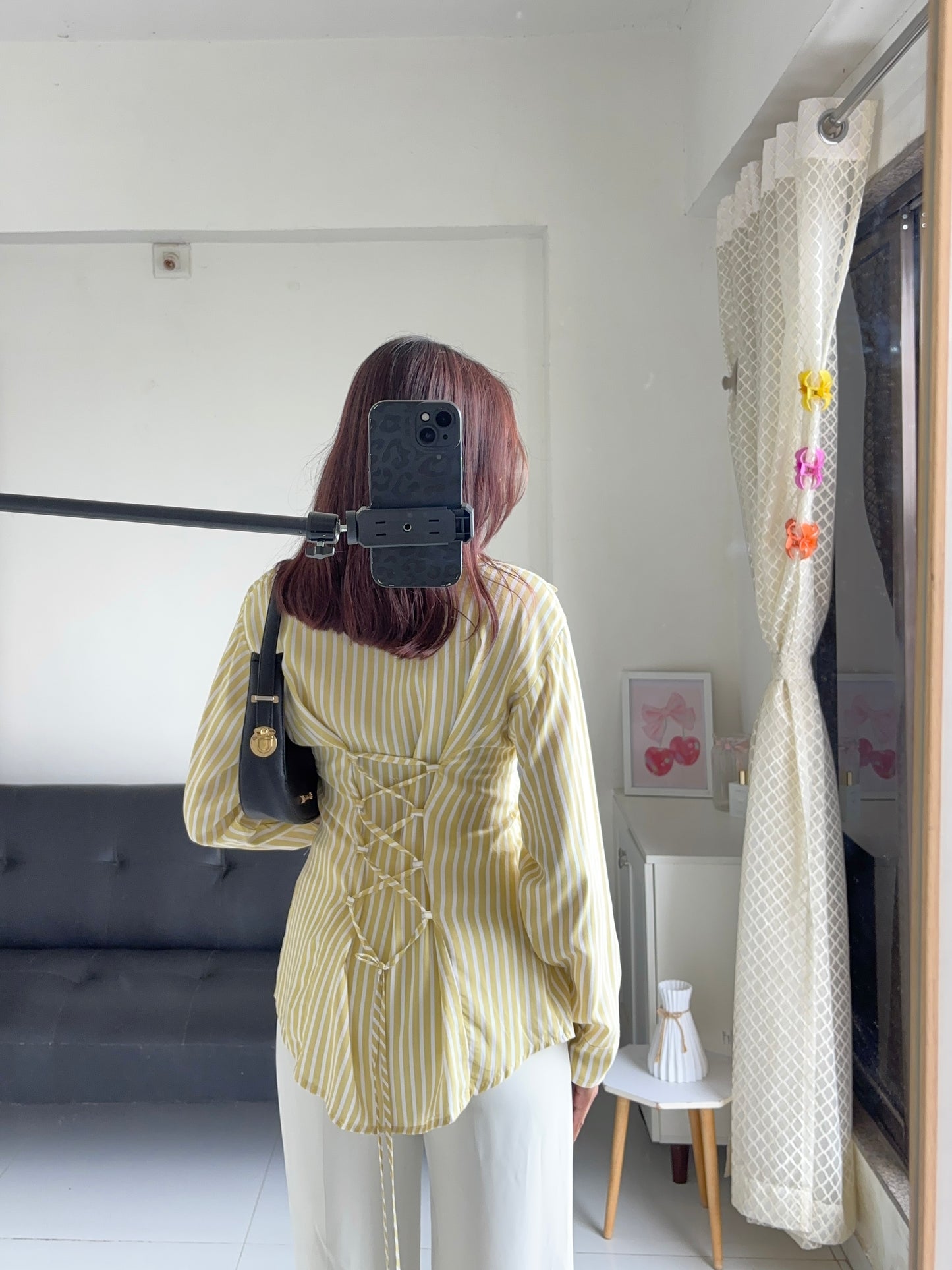 Yellow Fitted Shirt (Corset back)