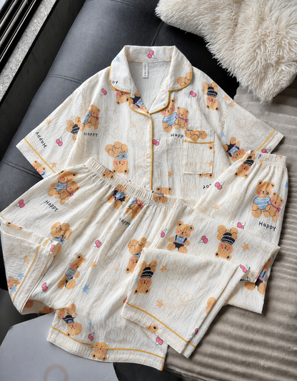 Honey Bear 3 Piece Night Suit