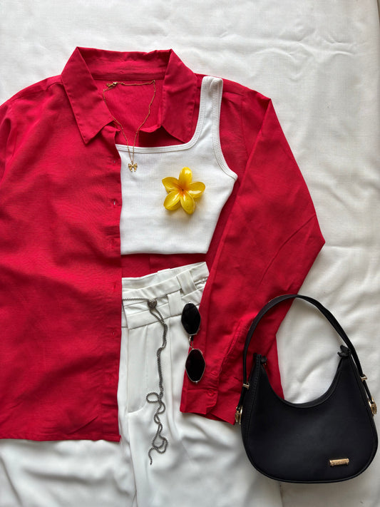 Red Linen Shirt