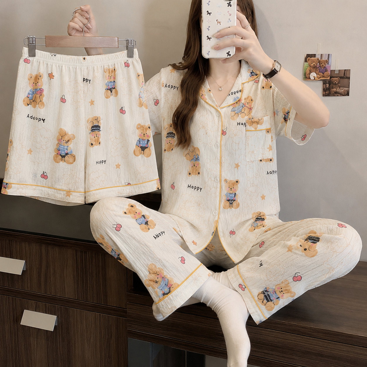Honey Bear 3 Piece Night Suit